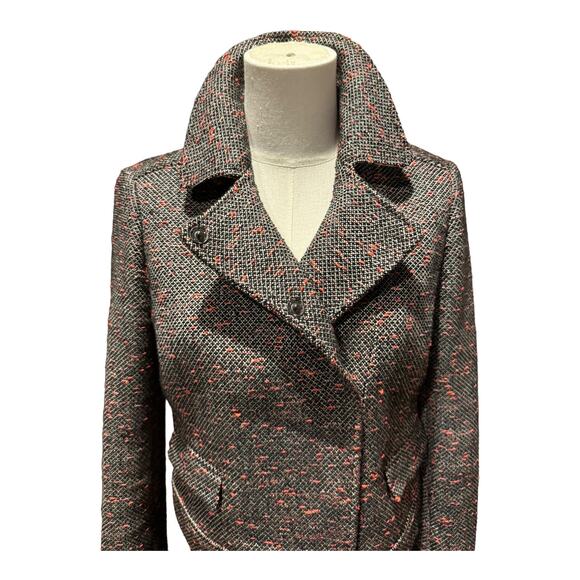 J. Crew Tweed Cropped Moto Jacket Blazer Black White Orange Asymmetric size 4 - Picture 14 of 16